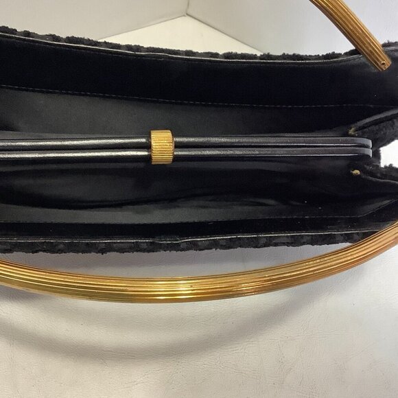 Vintage Mayer New York Handbag Purse Black Metal Handles - Picture 8 of 9
